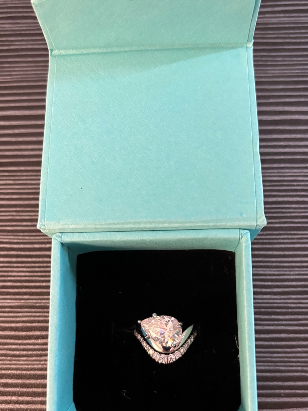 Silver pear shaped Cut Cubic Zirconia Engagement Ring Set - sterling Silver